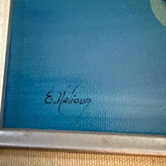E. Halioig Sealife original Painting 12.5x15.5 Framed Signed